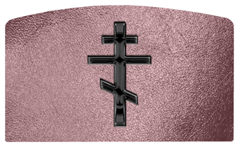 DACRO 519 BK SH OR Black Orthodox Cross Shimmer Orchid Background